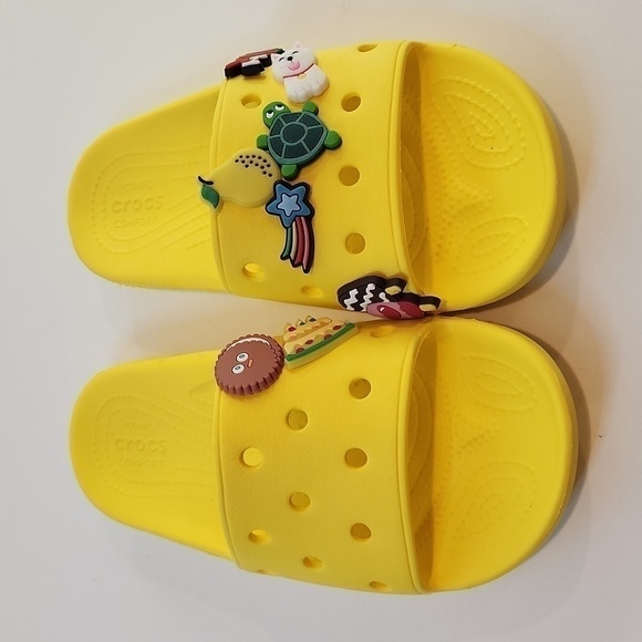 Crocs Classic Slide Sandals 206121 Yellow Slip On Unisex Men's Sz 4 Women's Sz 6 - Picture 4 of 15